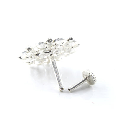 Silver Nose Pin for women with Push pin 