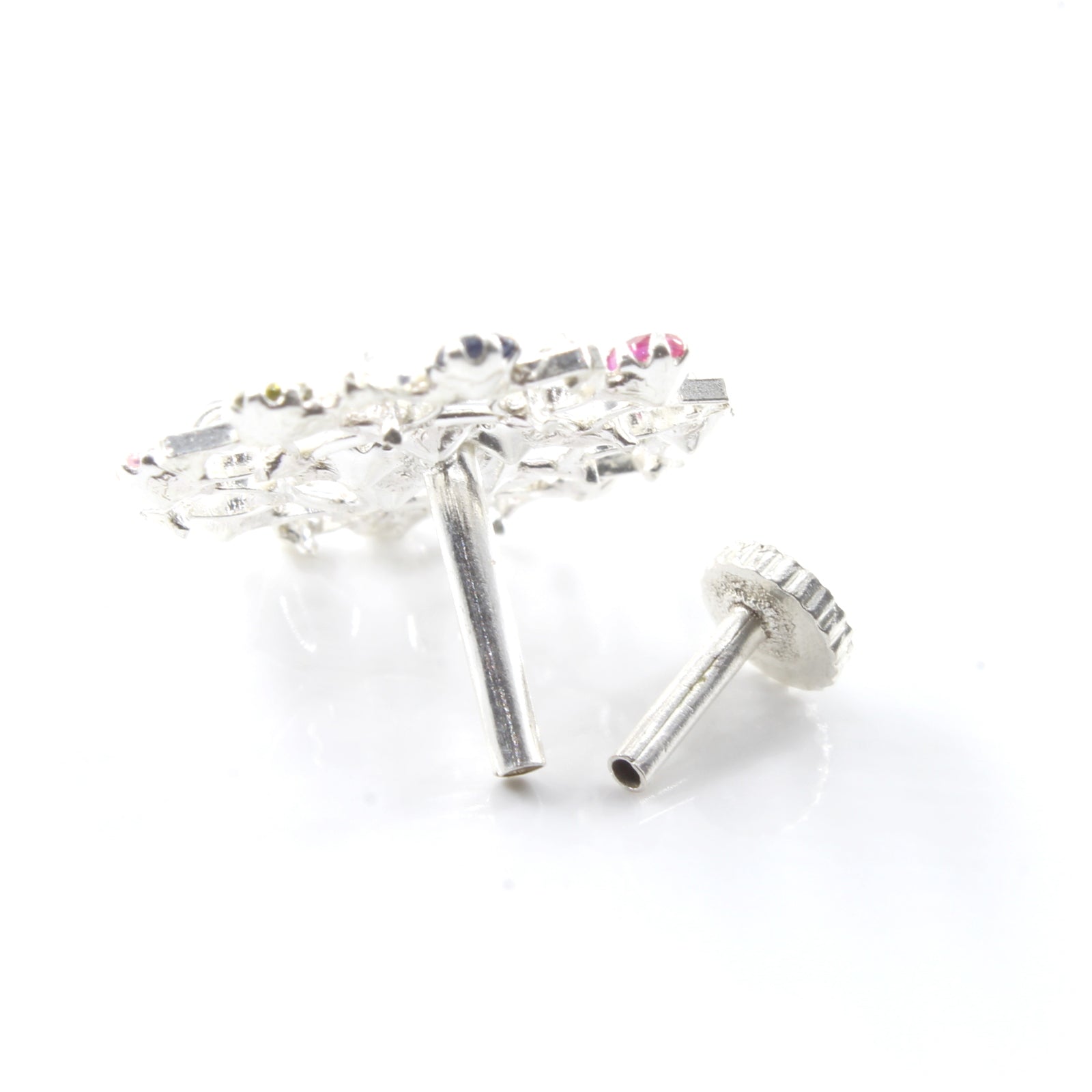 Silver Nose Pin for women with Push pin 