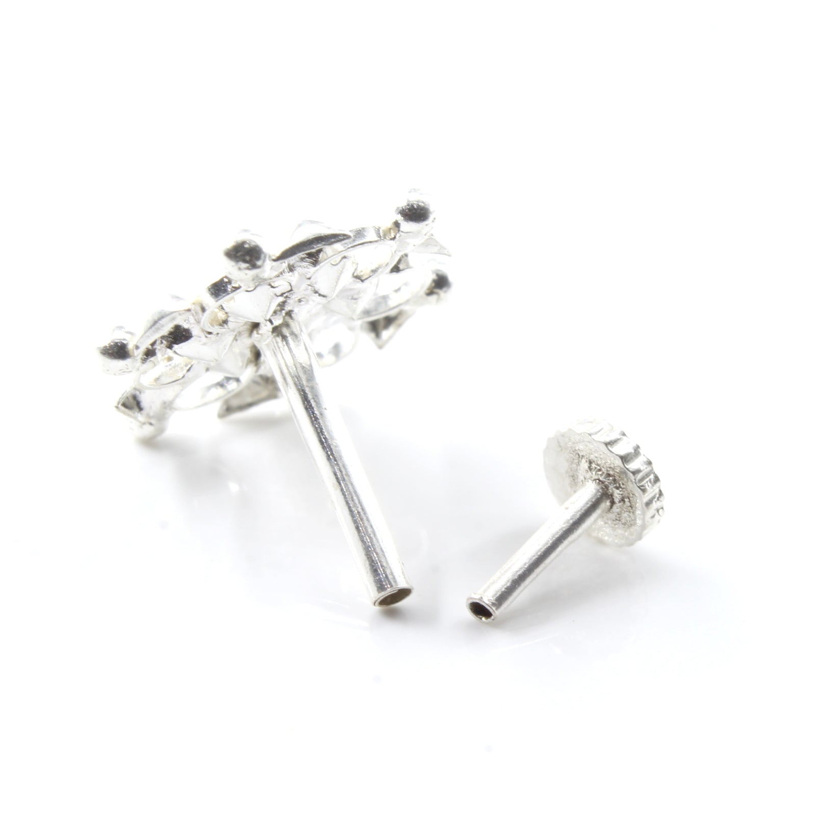 Silver Nose Pin for women with Push pin 