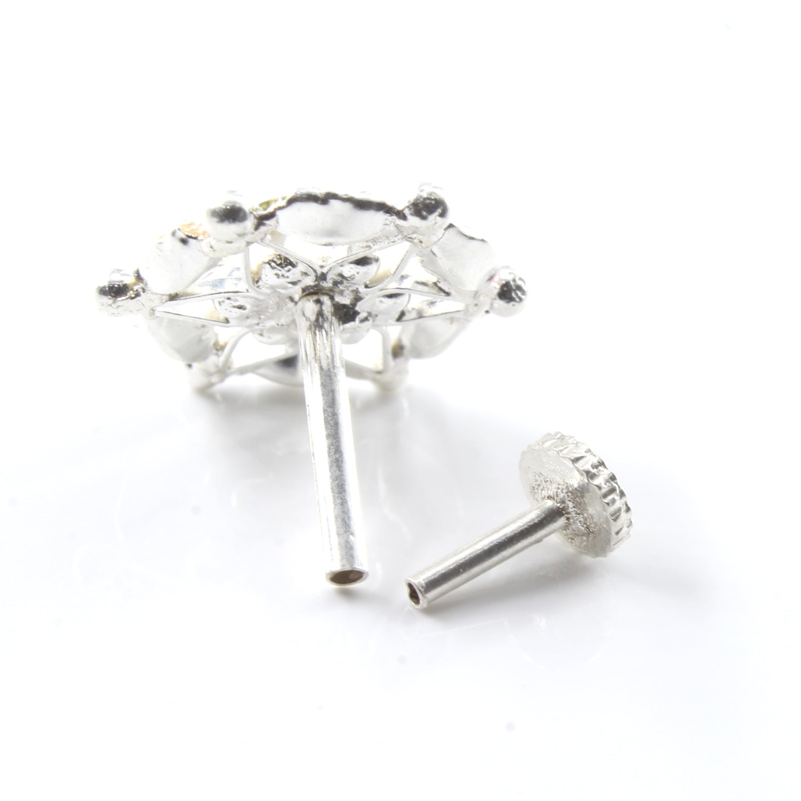 Silver Nose Pin for women with Push pin 