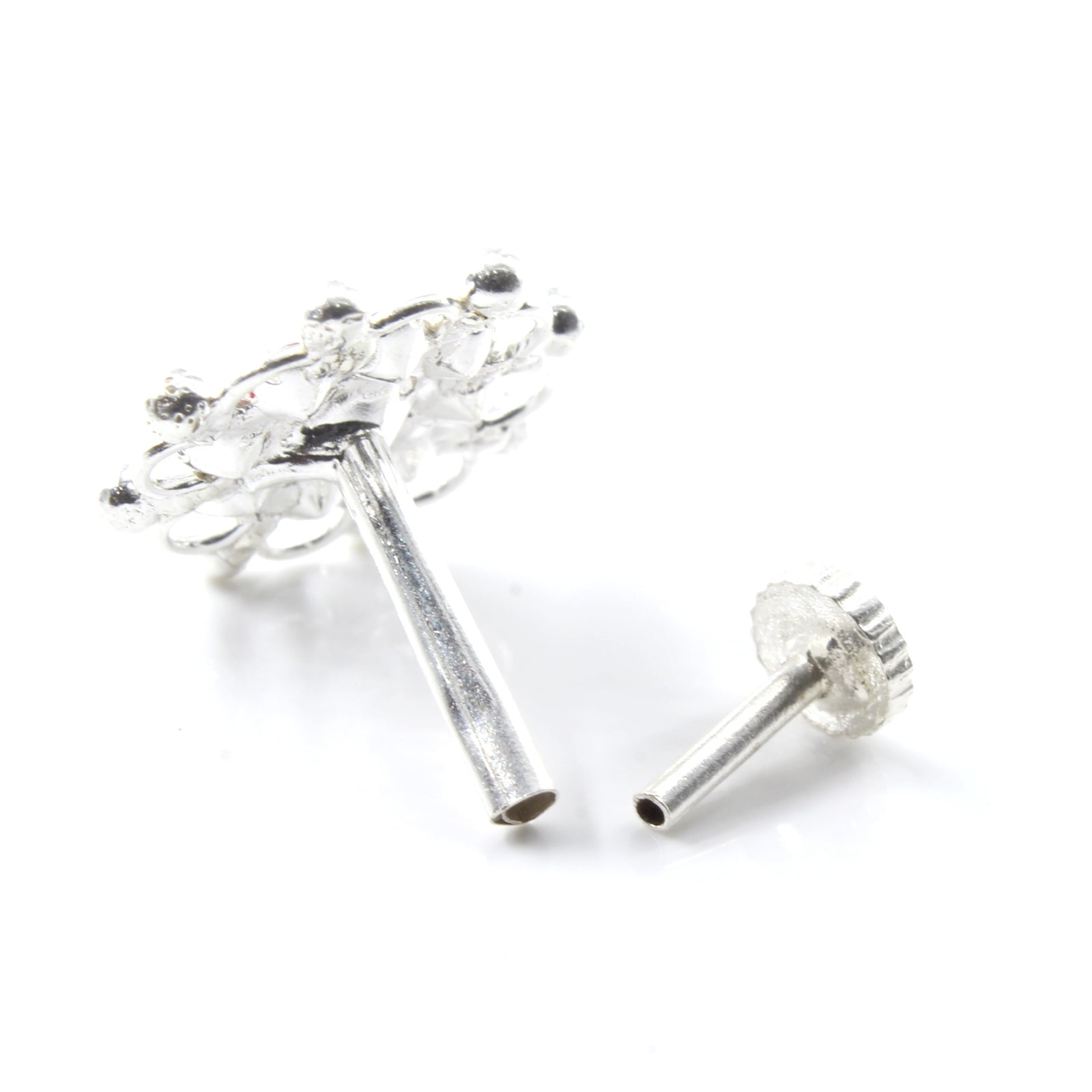 Silver Nose Pin for women with Push pin