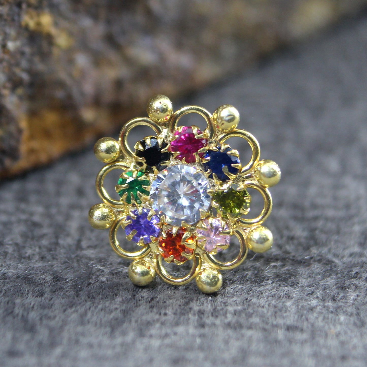 925 Sterling Silver Floral Nose Pin 