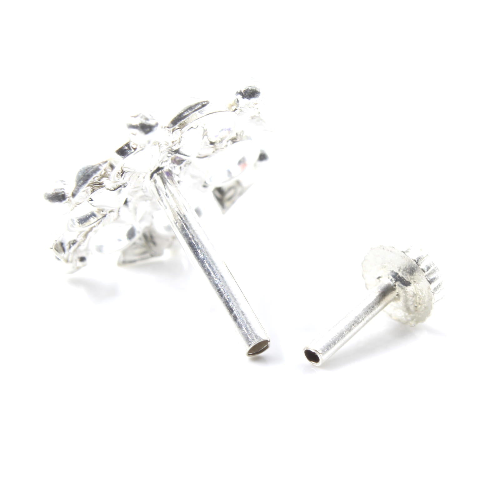 Silver Nose Pin for women with Push pin