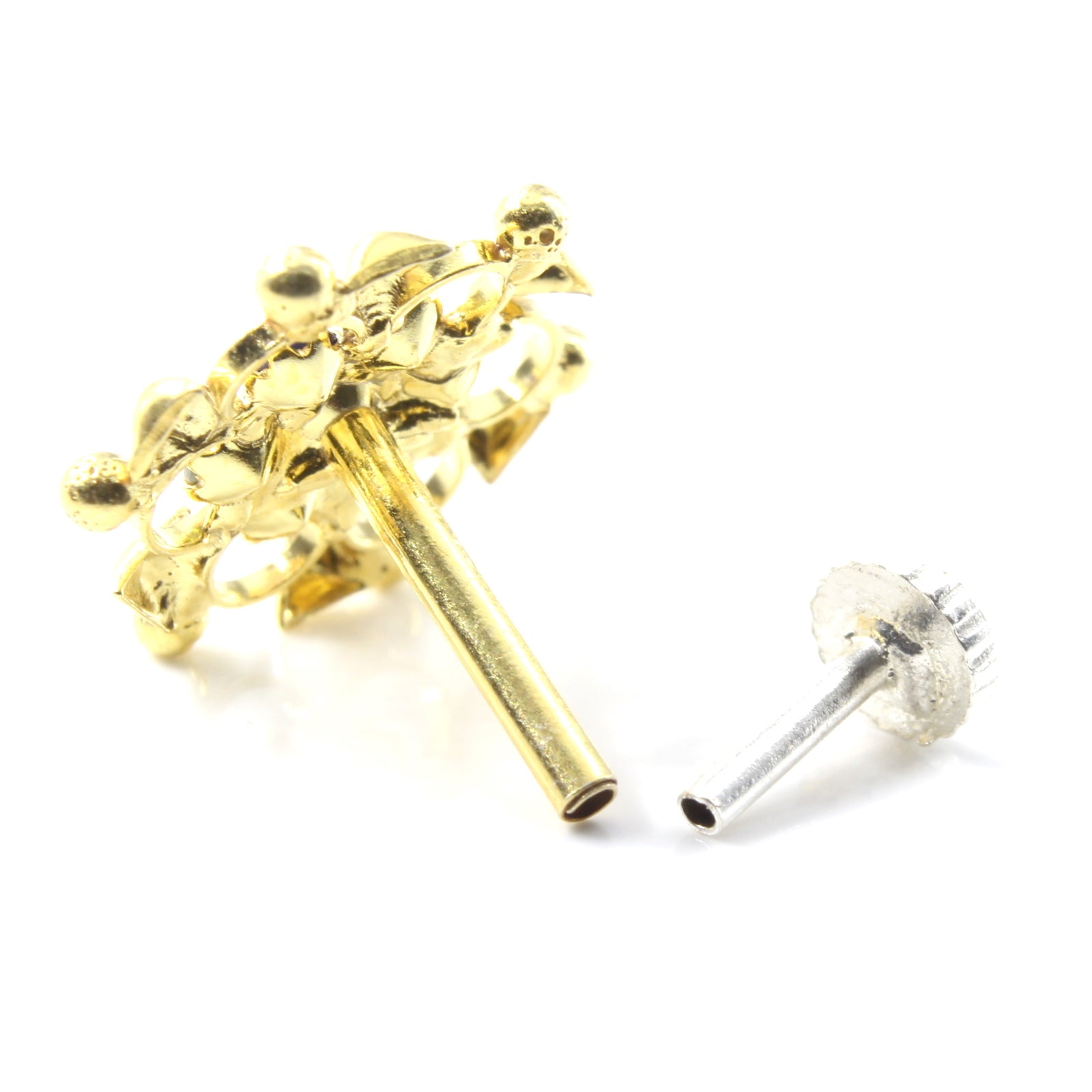 Silver Nose Pin for women with Push pin 