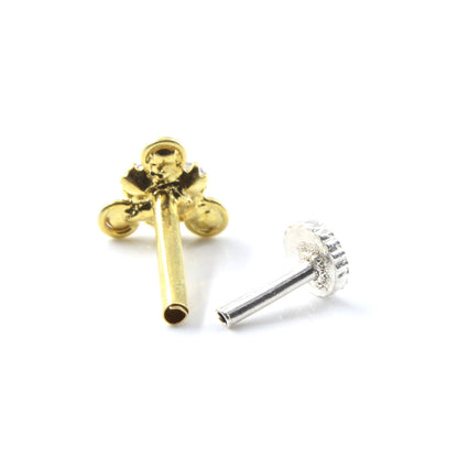 Silver Nose Pin for women with Push pin 