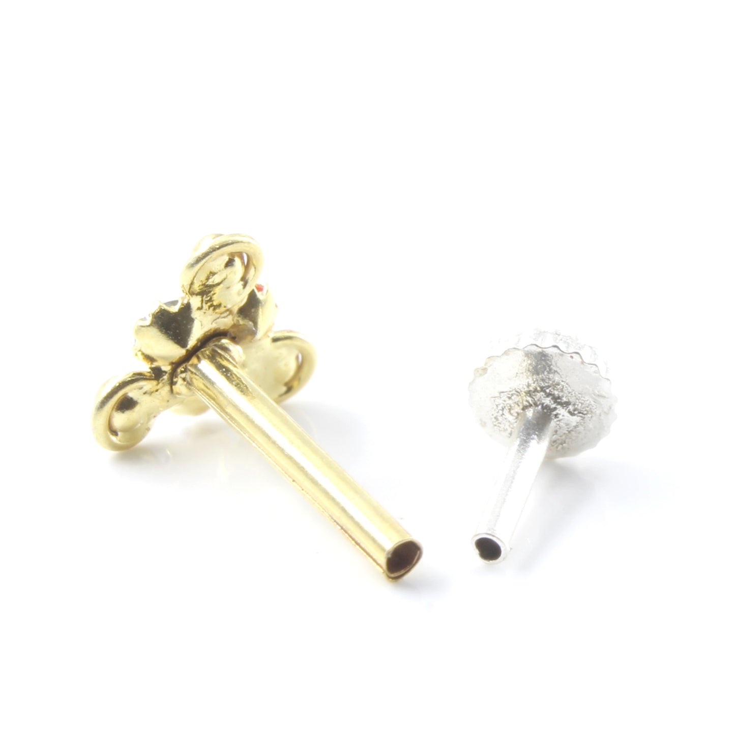 Silver Nose Pin for women with Push pin 