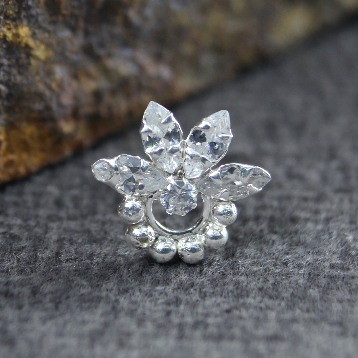 Real Silver CZ Women Nose pin