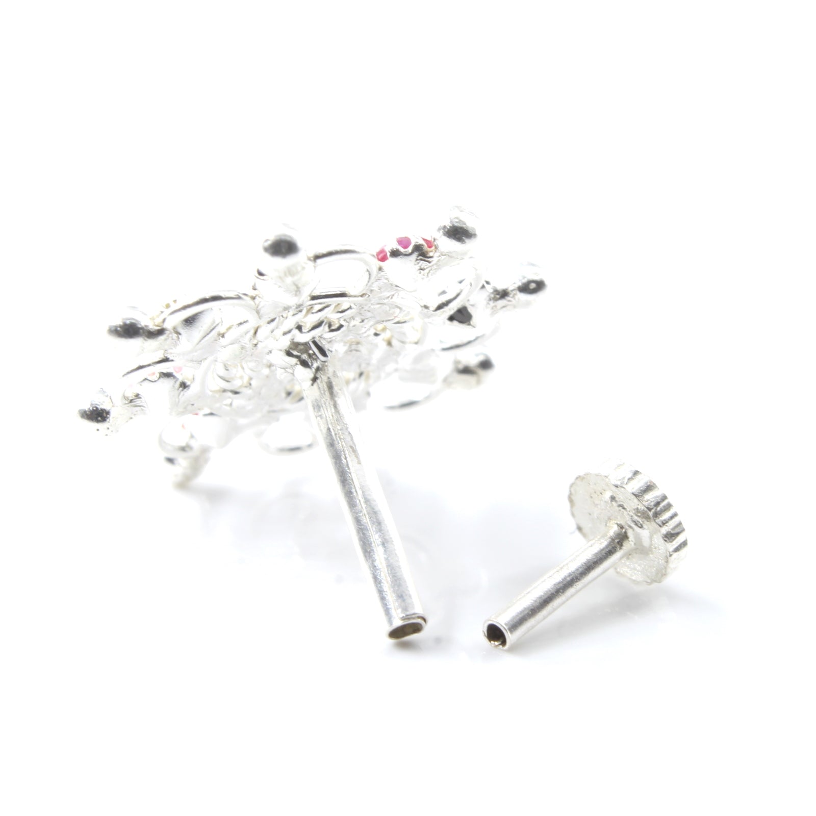 Silver Nose Pin for women with Push pin