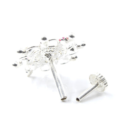 Silver Nose Pin for women with Push pin