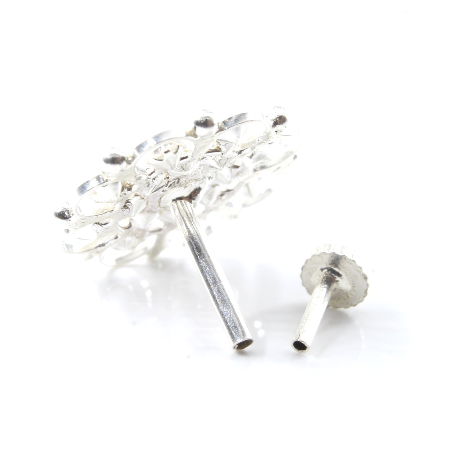 Silver Nose Pin for women with Push pin