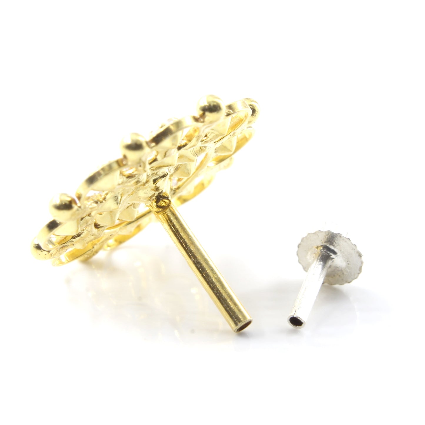 Silver Nose Pin for women with Push pin 