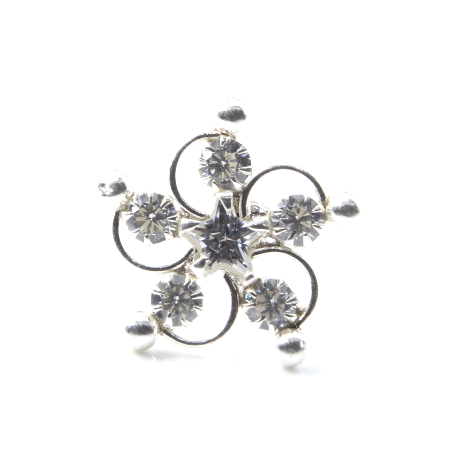 925 Sterling Silver Floral Nose Pin 