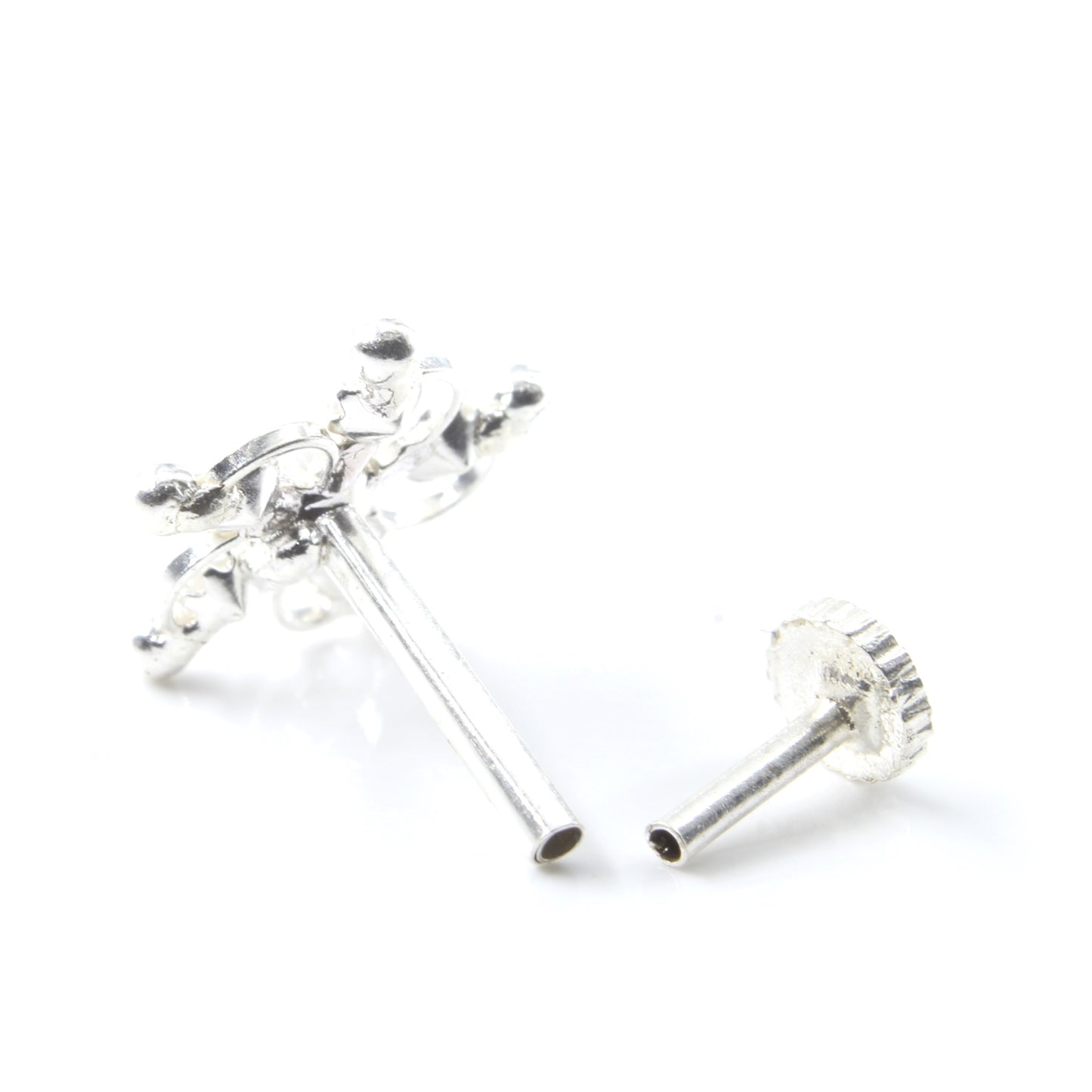 Silver Nose Pin for women with Push pin