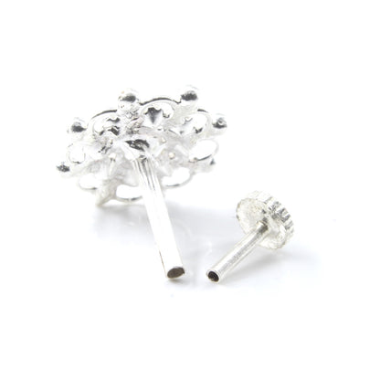 Silver Nose Pin for women with Push pin 