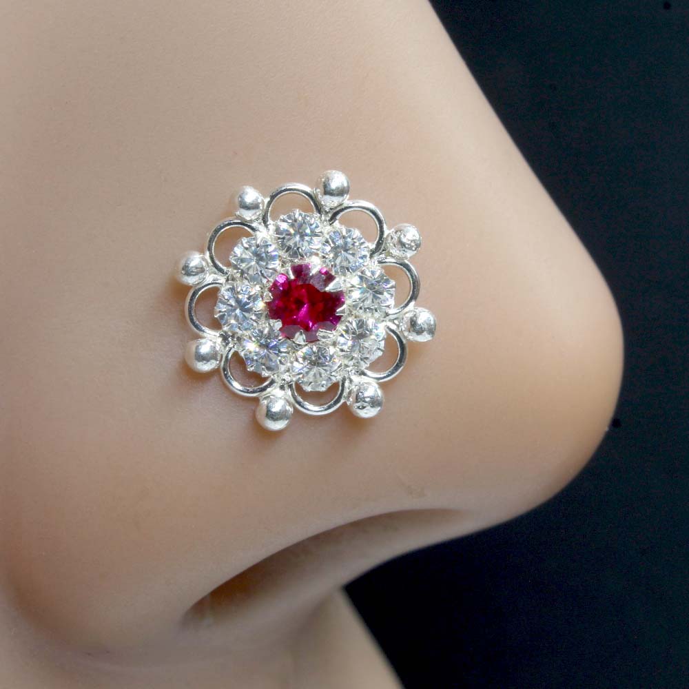 925 Sterling Silver Floral Nose Pin