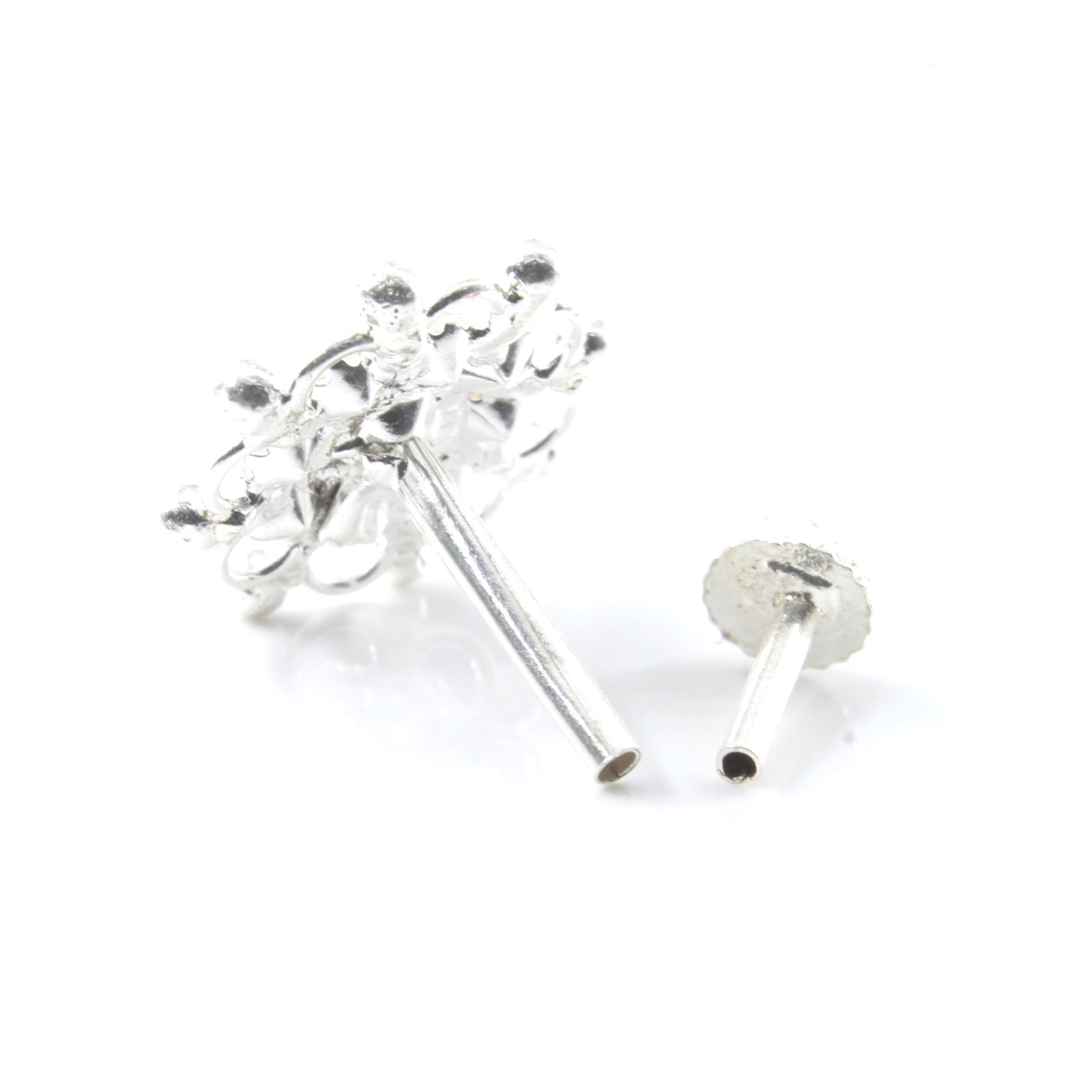 Silver Nose Pin for women with Push pin