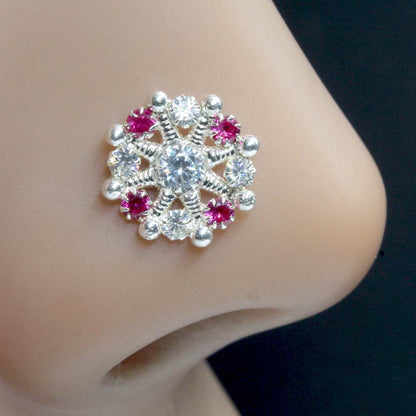 Real Sterling Silver CZ Women Nose pin