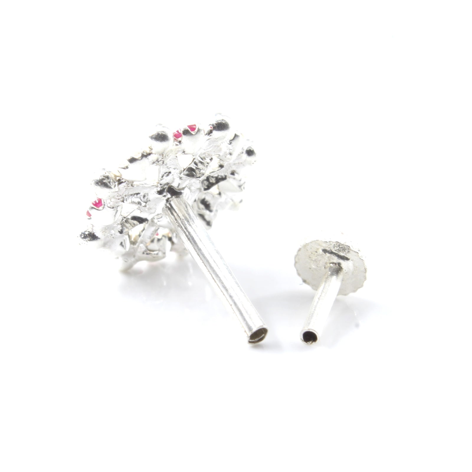 Silver Nose Pin for women with Push pin 