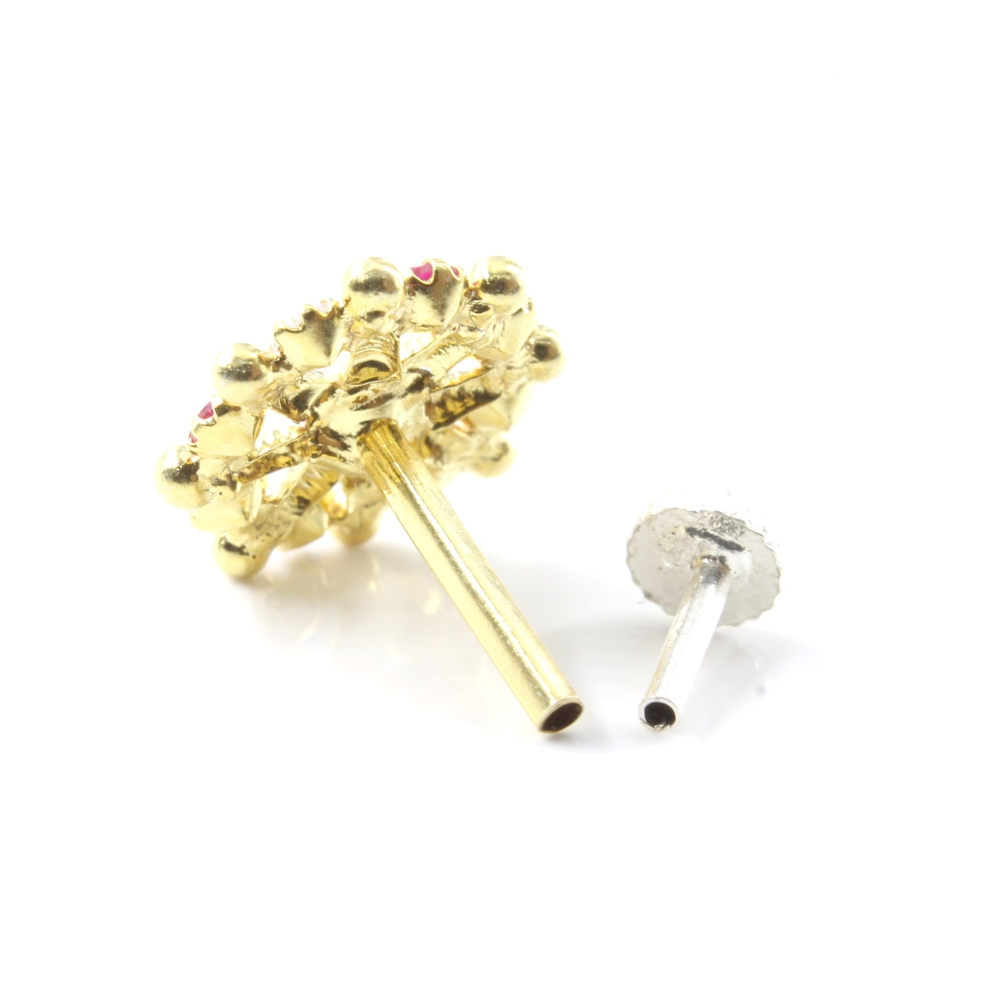 Silver Nose Pin for women with Push pin