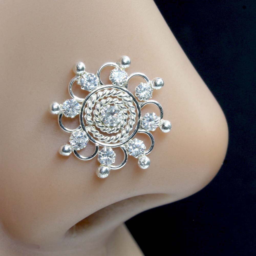 Nose ring with White shiny stones