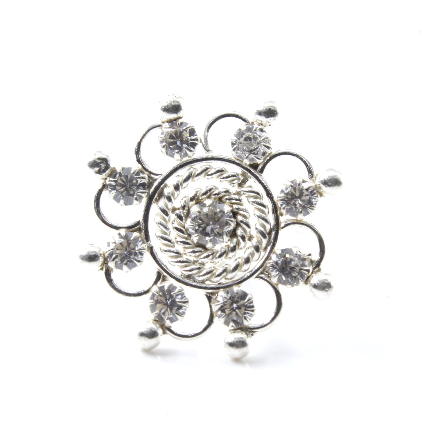 925 Sterling Silver Floral Nose Pin 