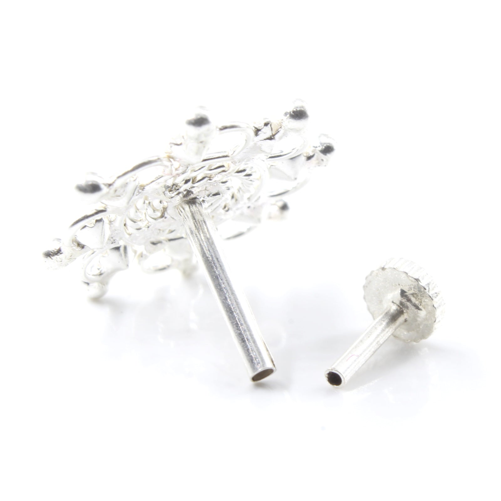 Silver Nose Pin for women with Push pin 