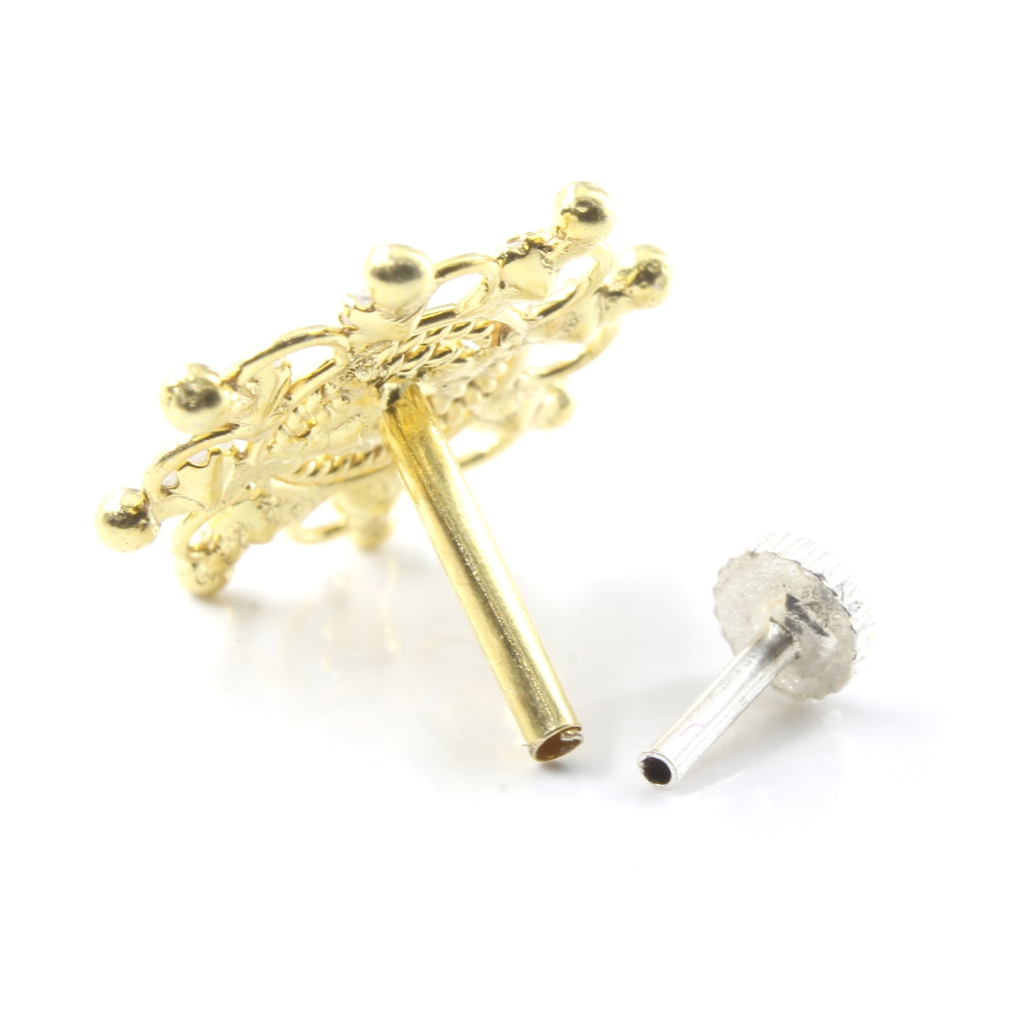 Silver Nose Pin for women with Push pin