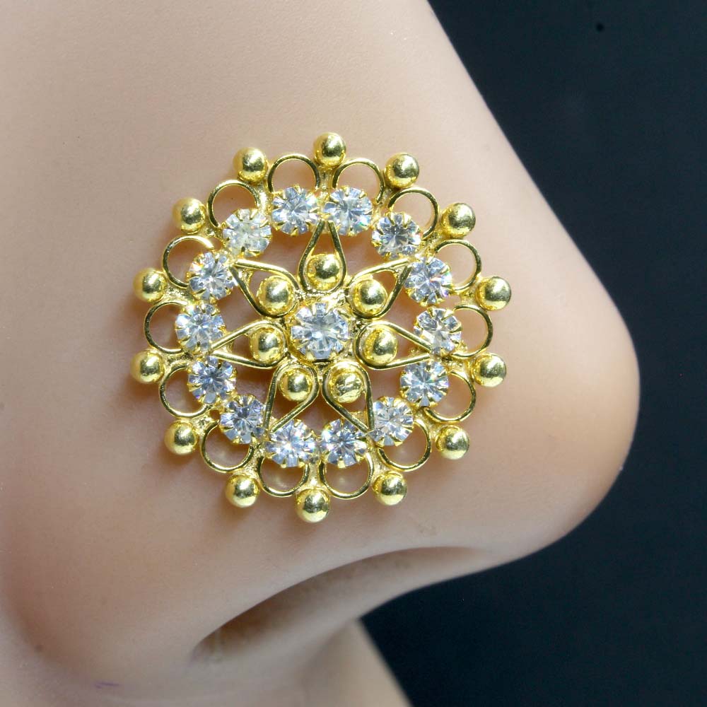 Silver CZ Women Nose Stud With white stones