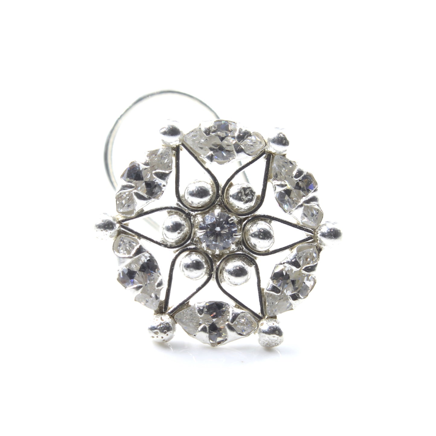 925 Sterling Silver Floral Nose Pin 