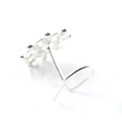 Sterling Silver Nose pin with White stones for Women in fabulous vintage look in Twisted style