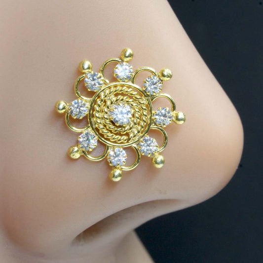  sliver Nose Ring with White Stones