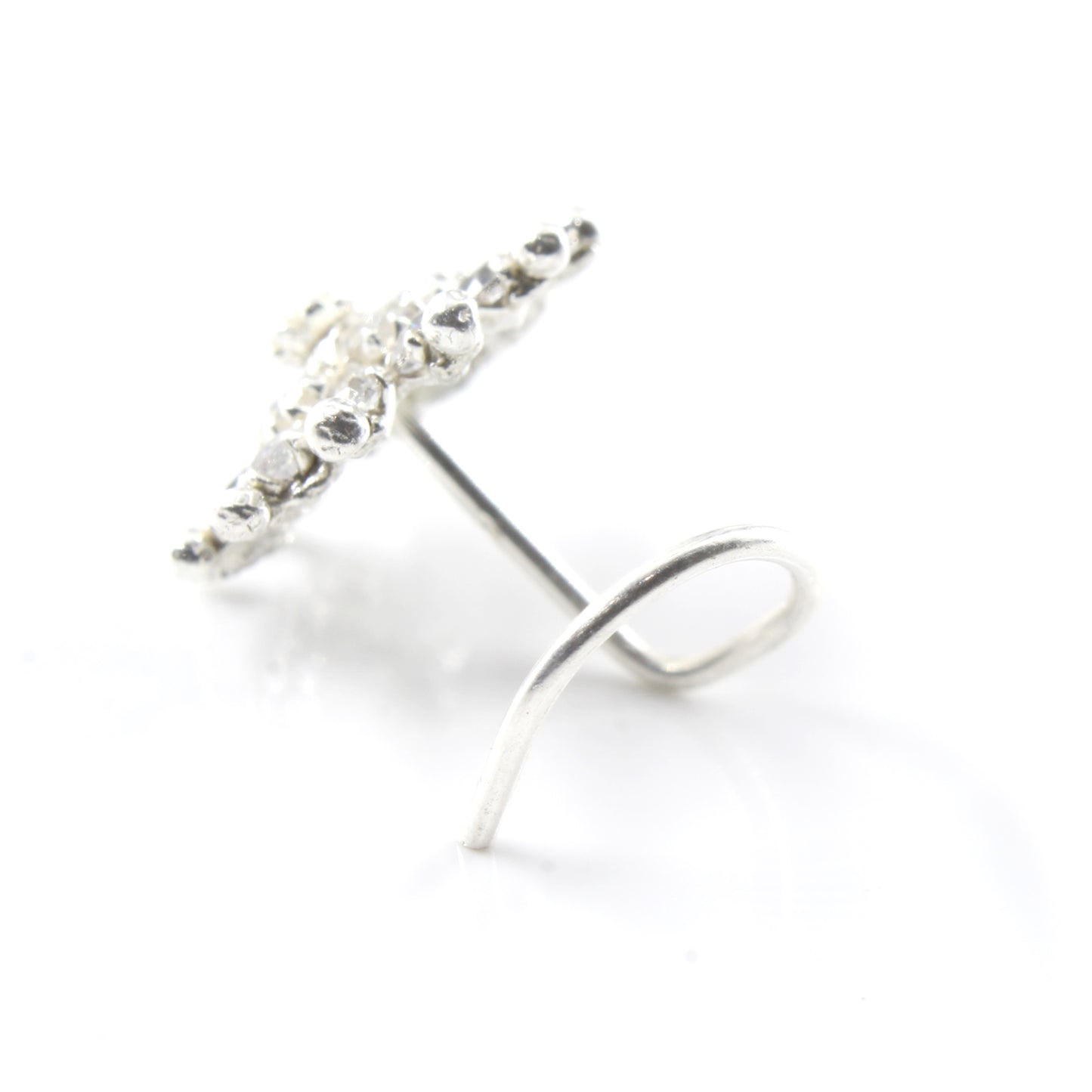 Real Sterling Silver CZ Women Twisted gifting nose pin nose ring 22g