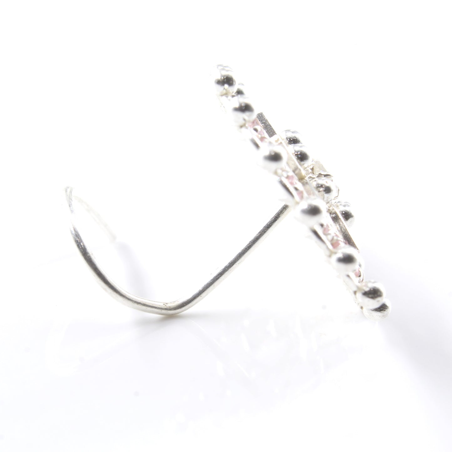 Real Sterling Silver CZ Women wedding collection Twisted nose pin nose ring 22g