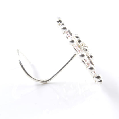 Real Sterling Silver CZ Women wedding collection Twisted nose pin nose ring 22g