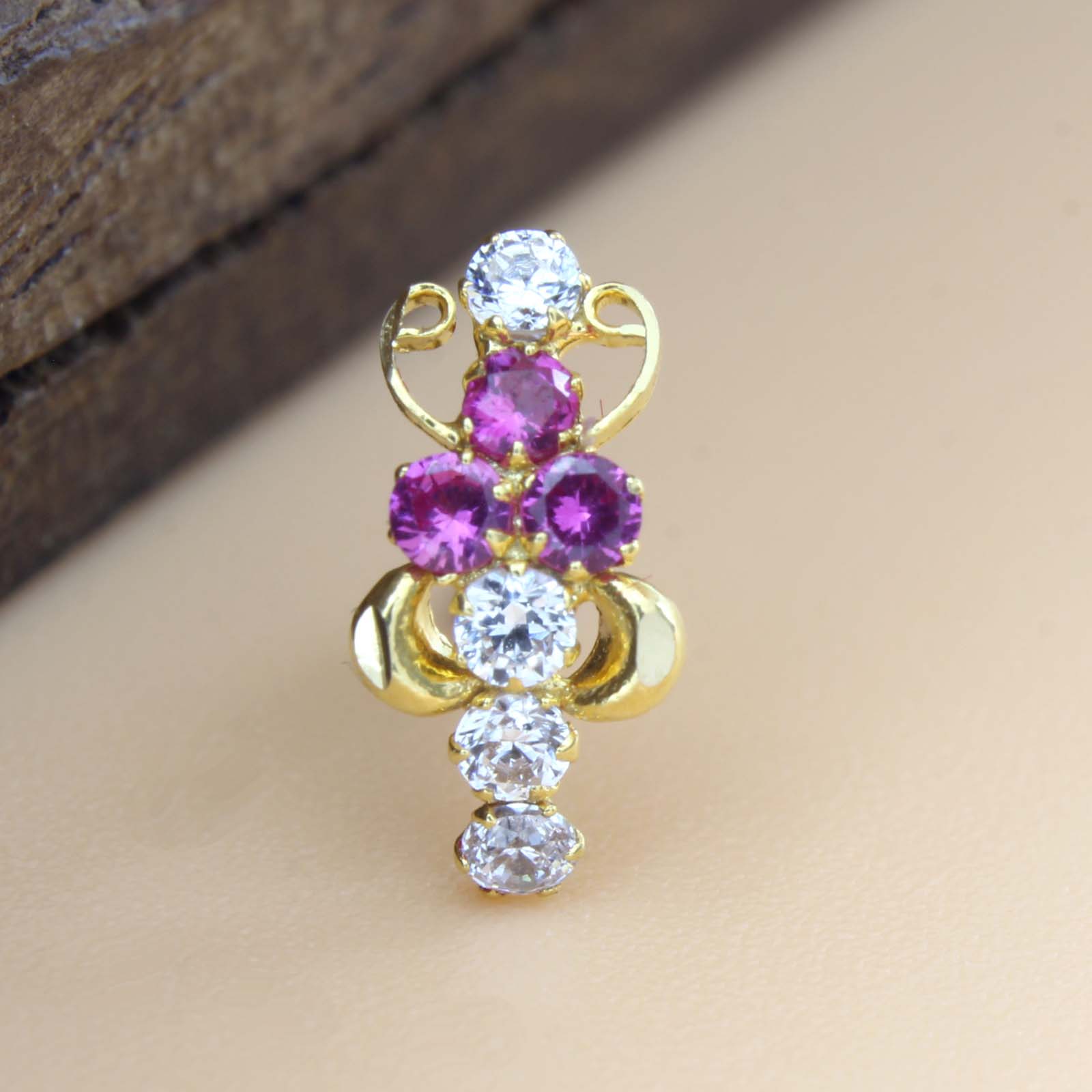  Pink White CZ Nose stud for women