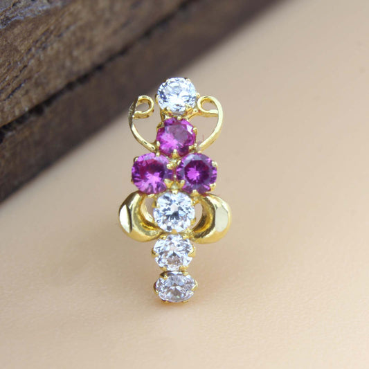  Pink White CZ Nose stud for women