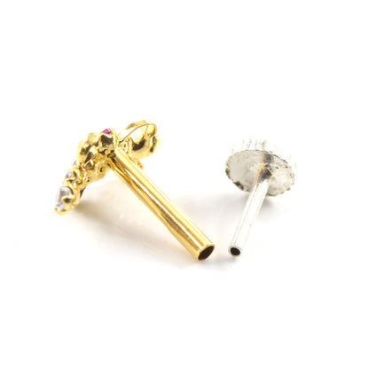 18K Real Gold Nath with push pin