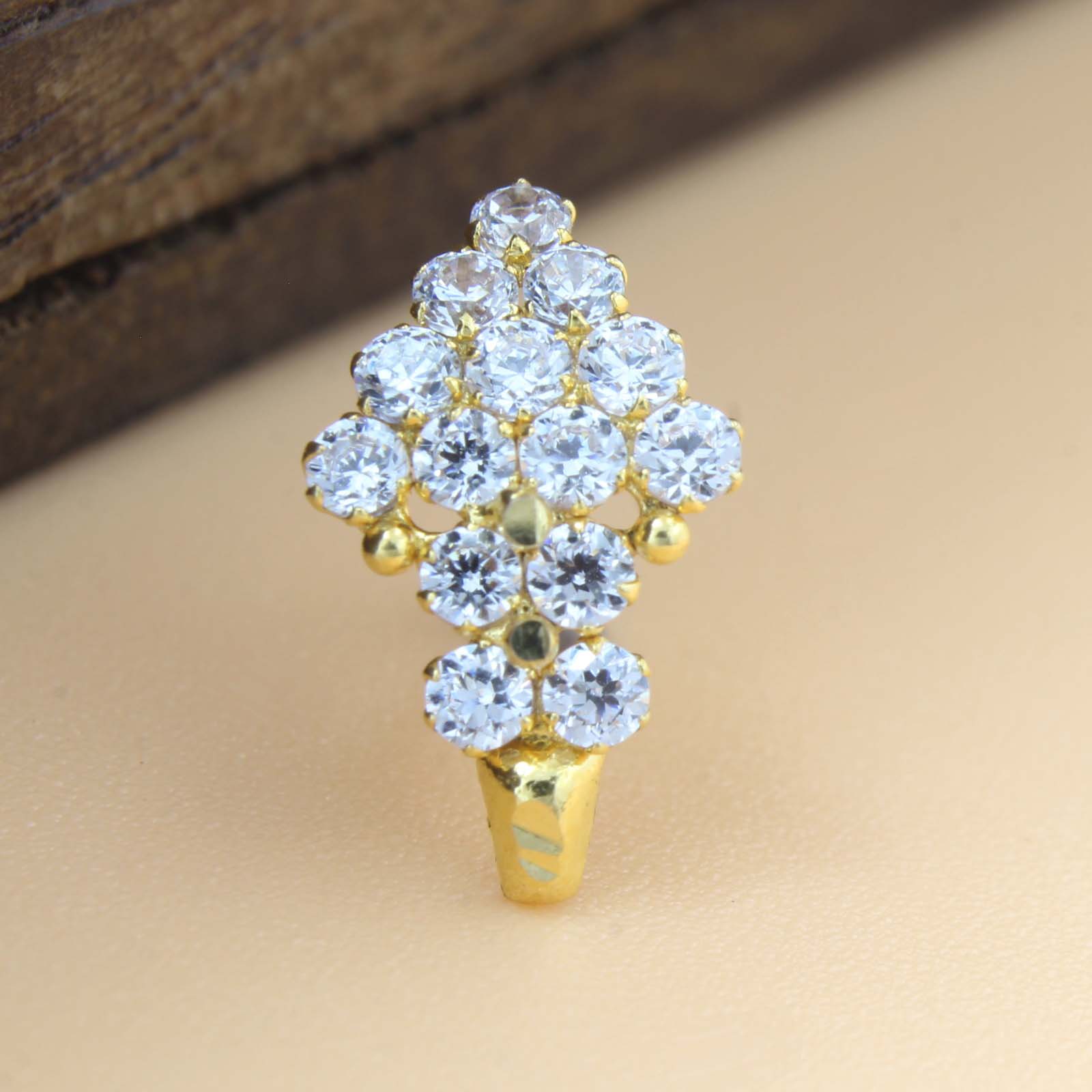 18K Real Gold White CZ Nose stud  for women