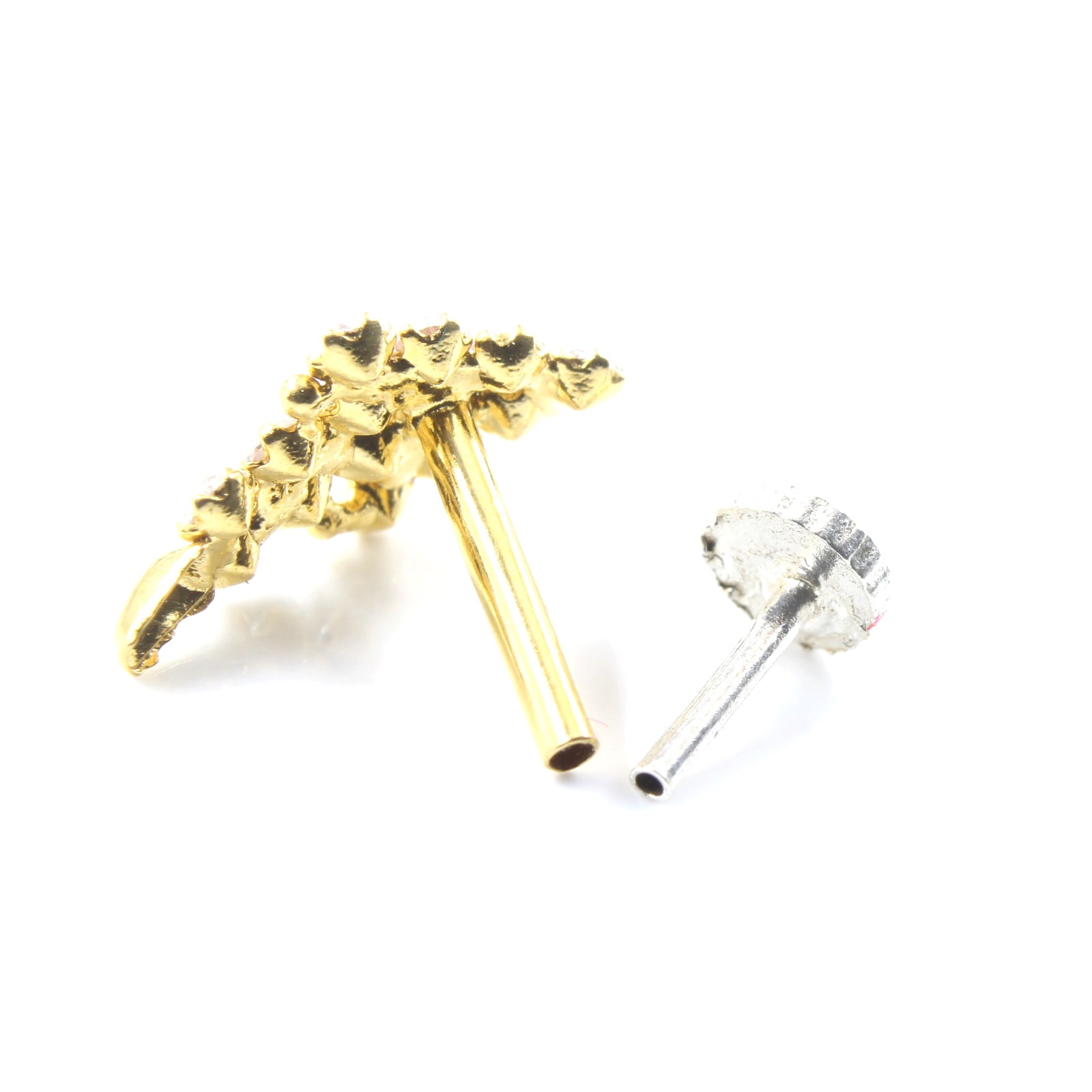 18K Real Gold Nath with push pin