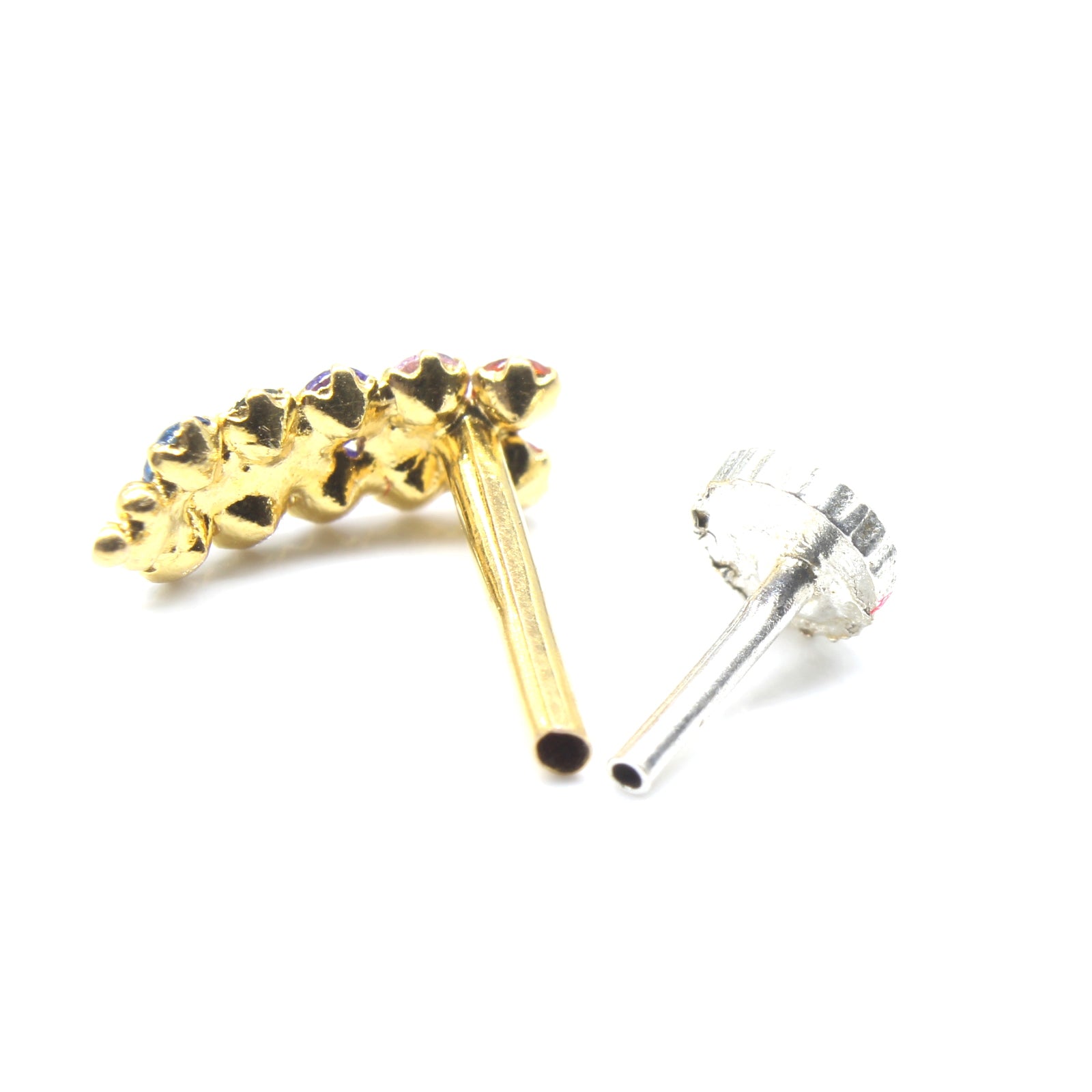 18K Real Gold Nath with push pin