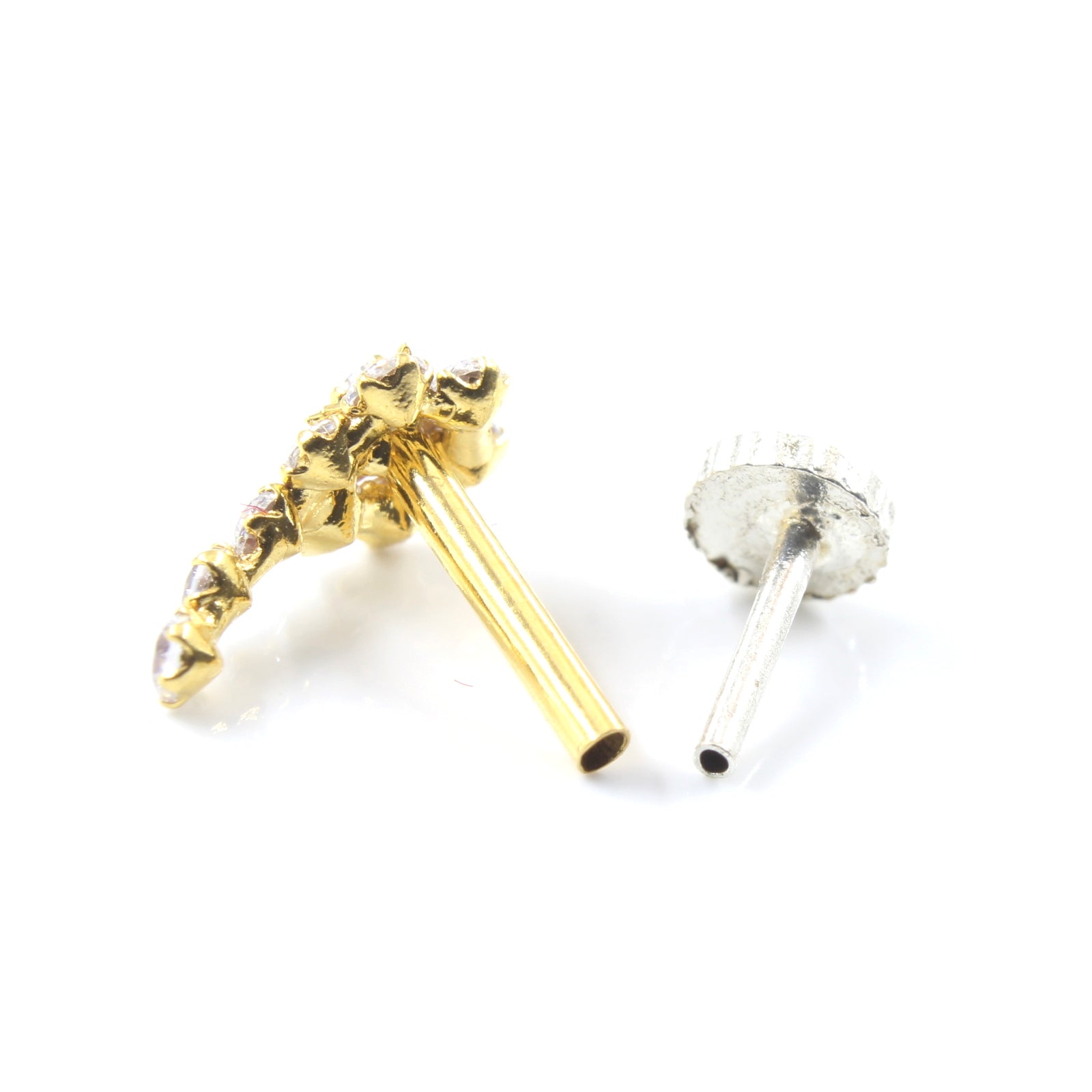 18K Real Gold nose ring with Push Pin