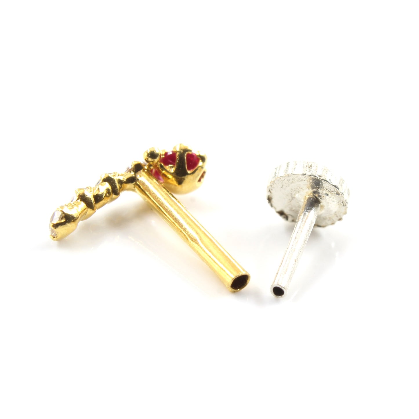 18K Real Gold nose ring Push Pin