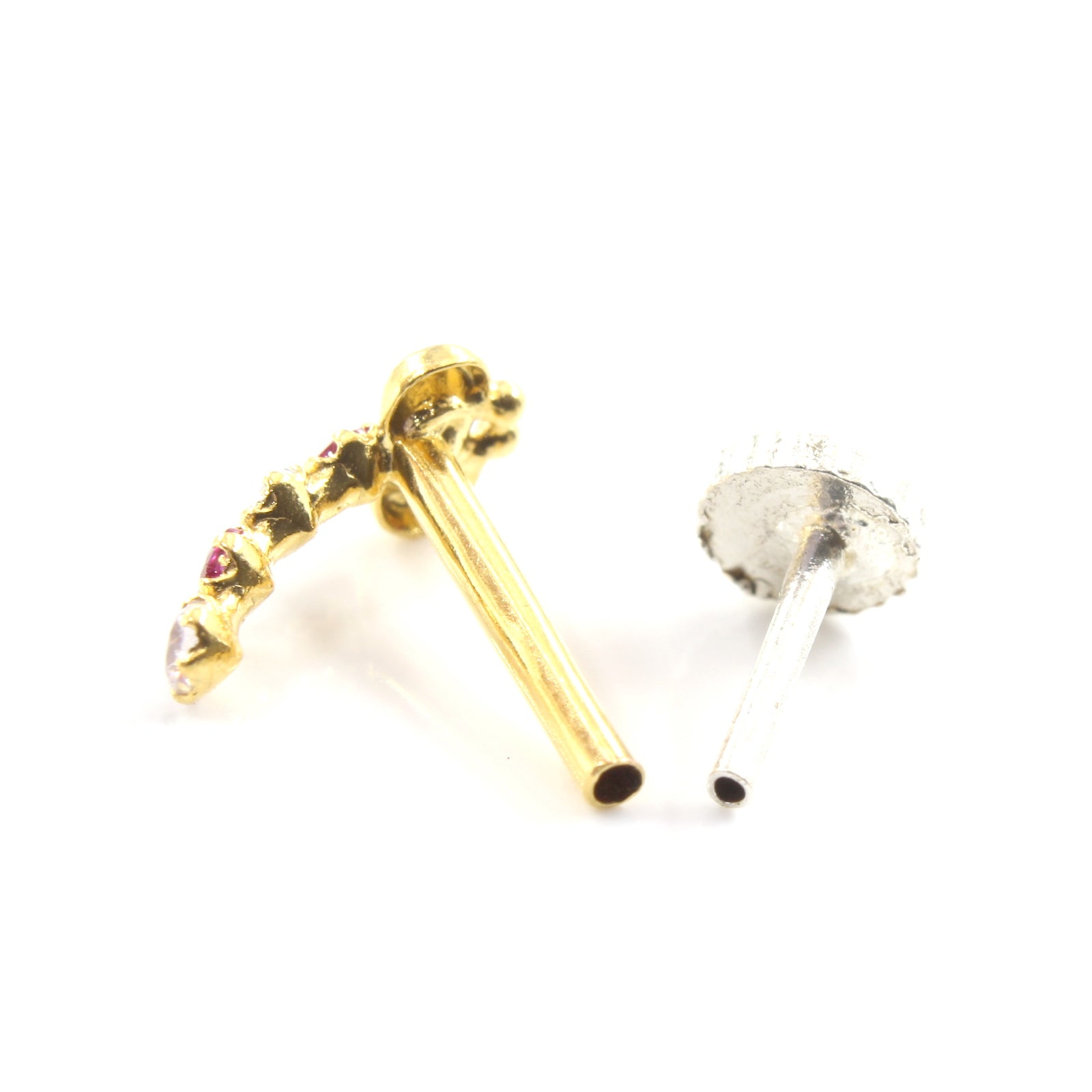 18K Real Gold Nath with push pin