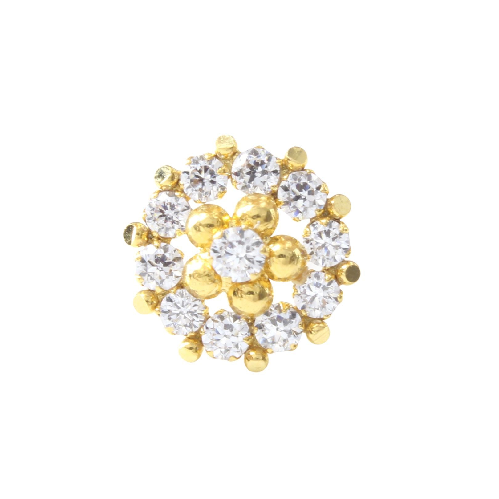  18K Real Gold White CZ Nose stud 