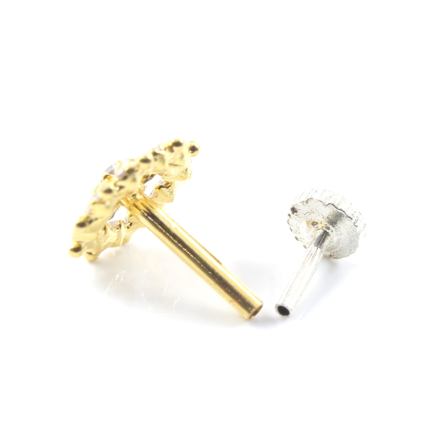 18K Real gold nose ring with Push Pin