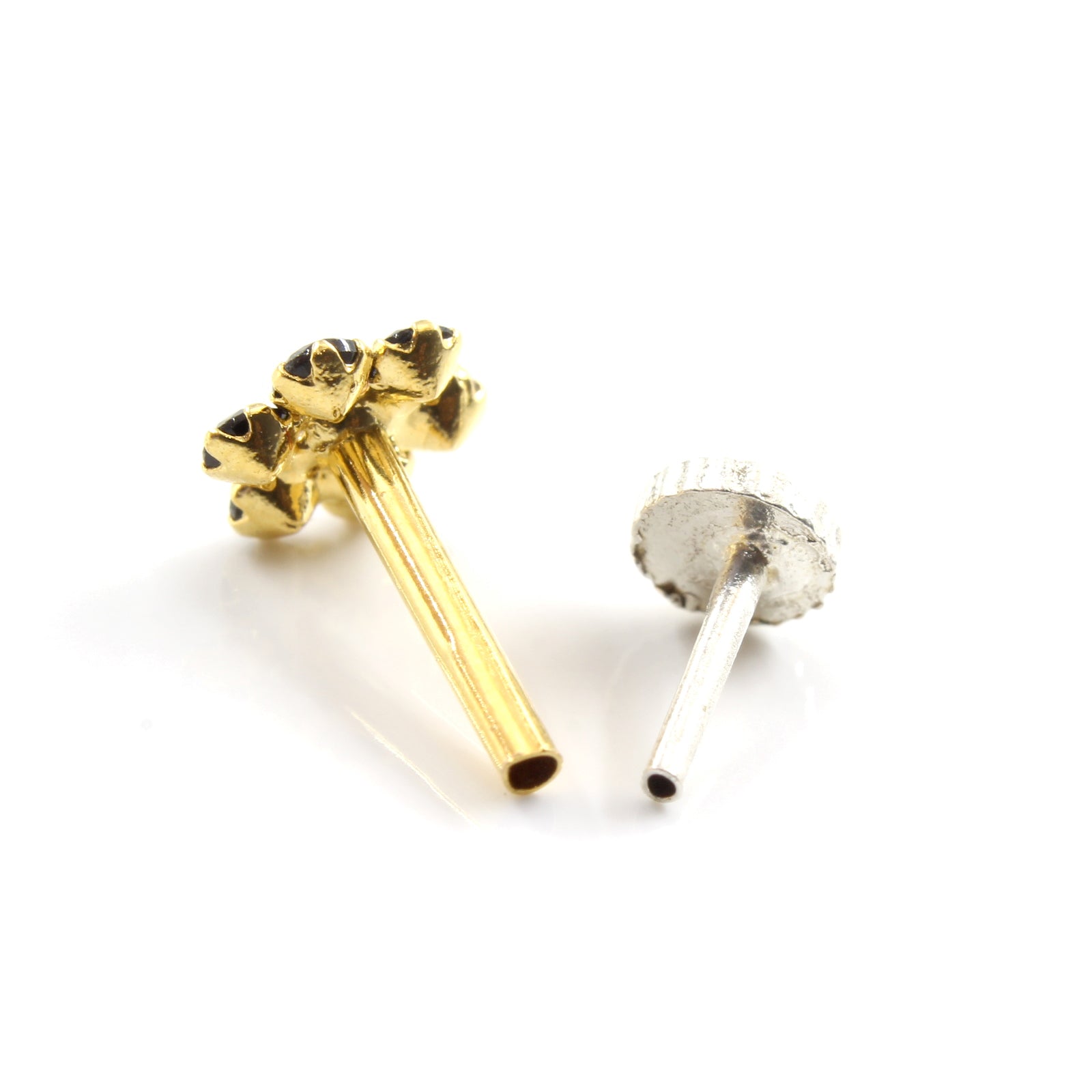 18K Real Gold Nath with push pin