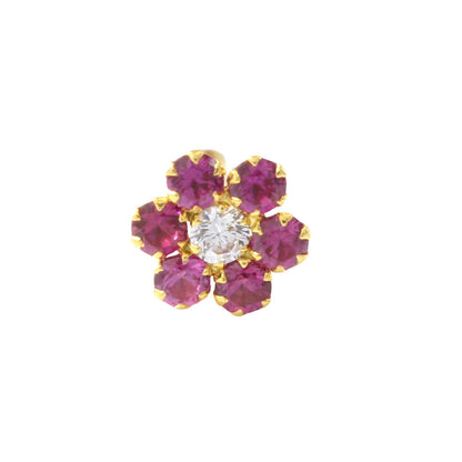 18K Real Gold Pink White CZ Nose stud