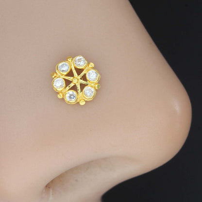 Real gold nose pin for women