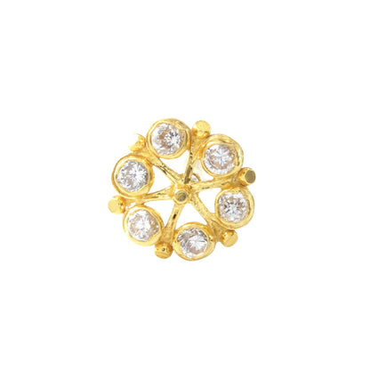 18K Real Gold White CZ Nath