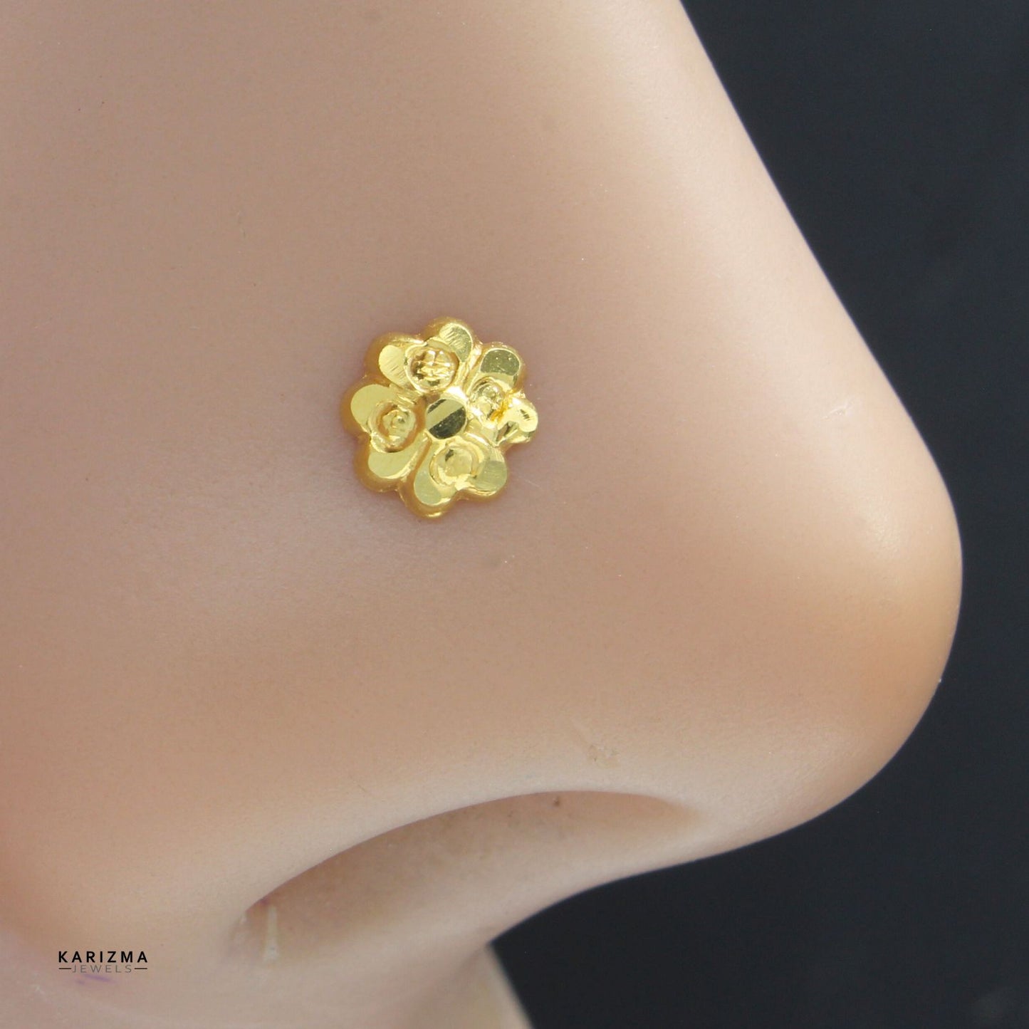 18K Real Gold Indian Women Nose stud nose ring Push Pin